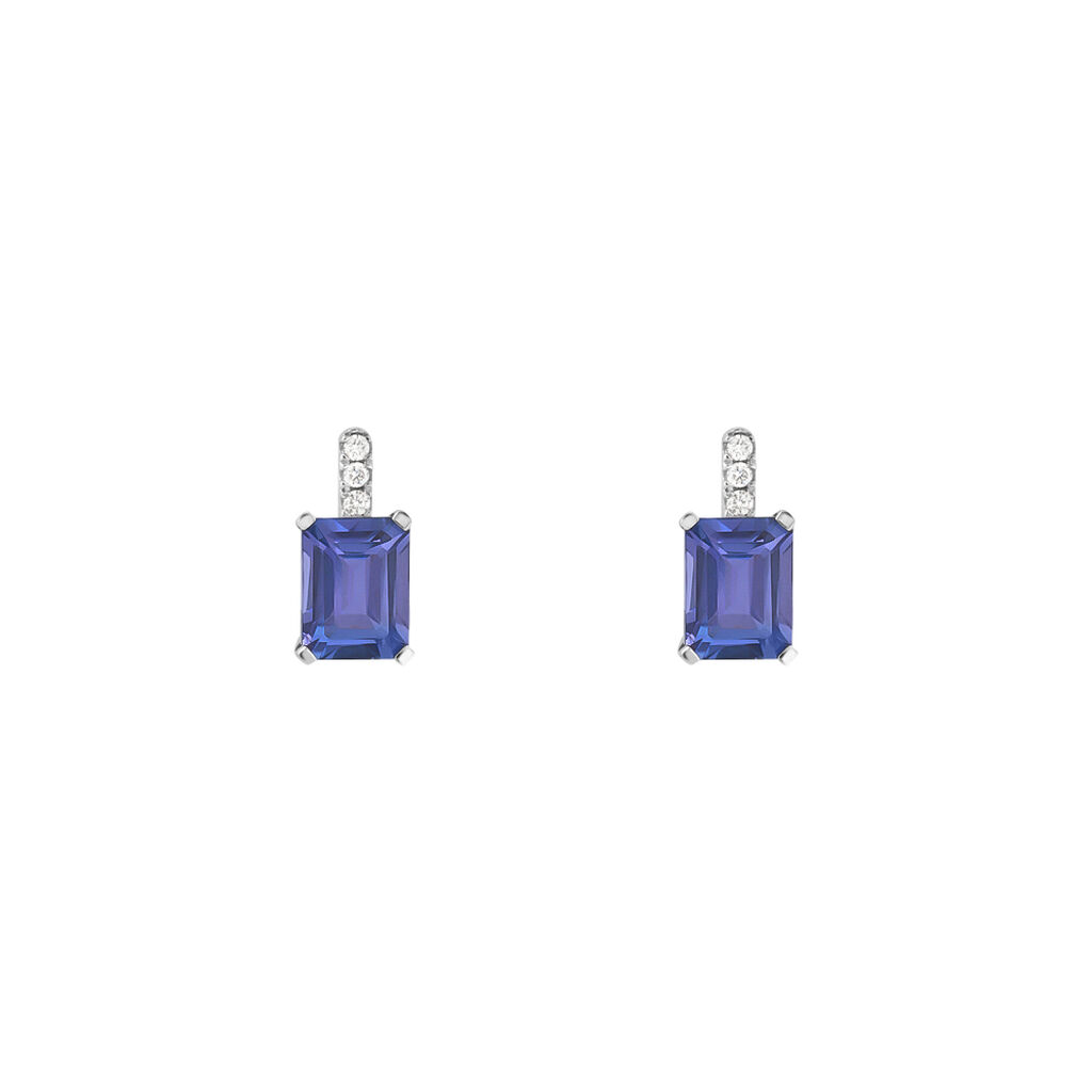 Orecchini Lobo Jasmine Oro Bianco Tanzanite Diamante - Orecchini a Lobo Donna | Stroili