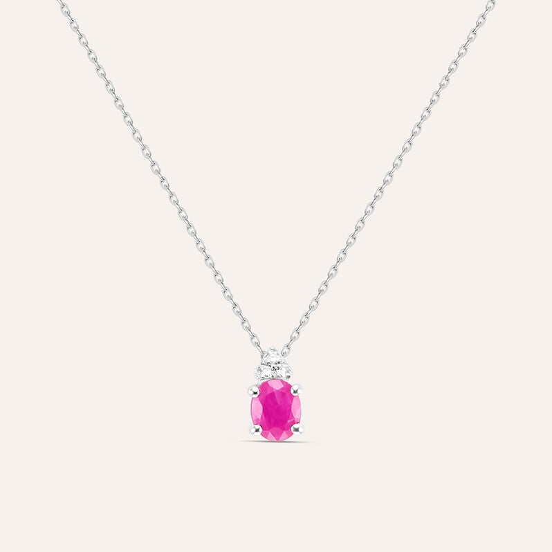 Collana Punto Luce Elizabeth Crown Oro Bianco Rubino Diamante - Collane Punto Luce Donna | Stroili