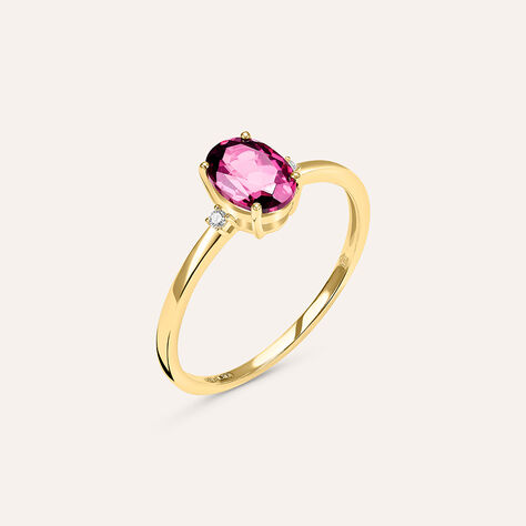 Anello Solitario Jasmine Oro Giallo Rodolite Diamante - Anelli con Pietre Donna | Stroili