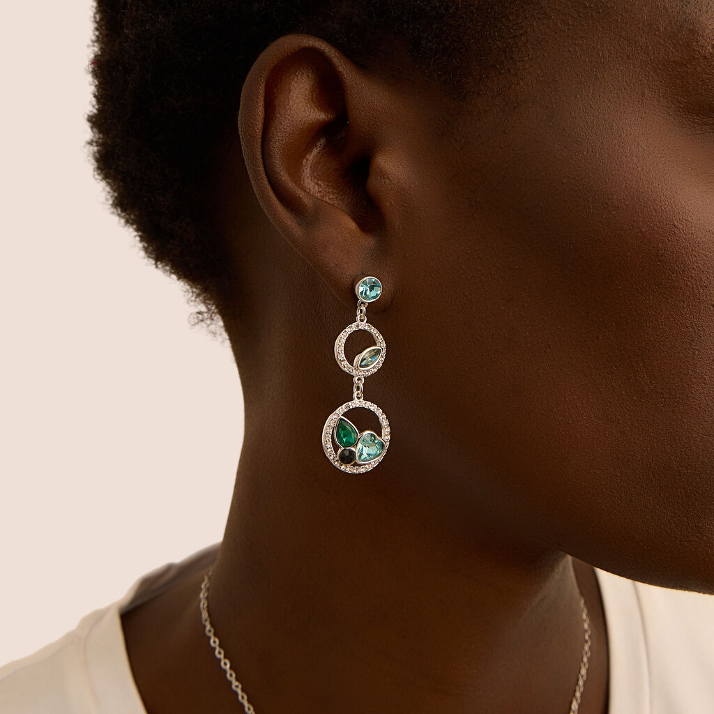 Orecchini Pendenti Violet Ottone Cristallo