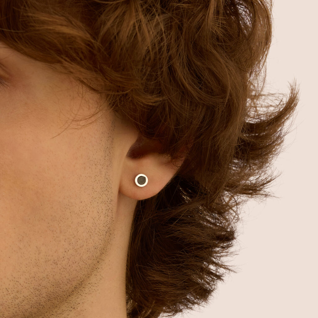 Mono Orecchino Lobo L'homme Or Oro Bianco Onice