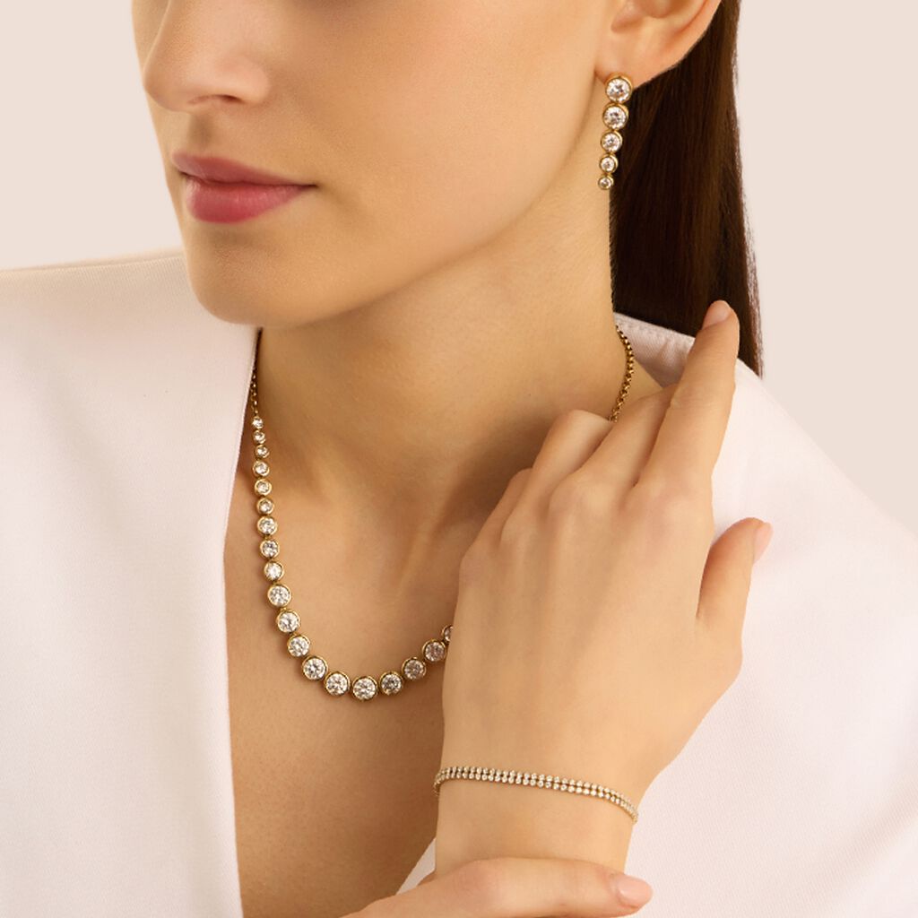 Bracciale Tennis Aura Acciaio Dorato Cubic Zirconia