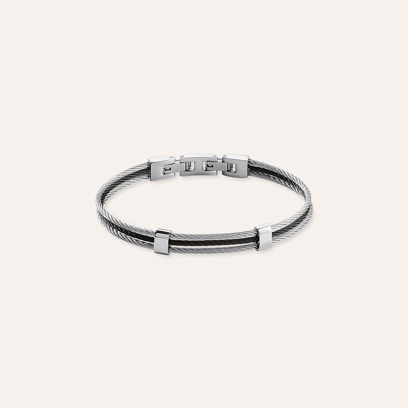 Bracciale Man Code Acciaio Bicolore Bianco / Nero - Bracciali Unisex | Stroili