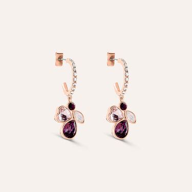 Orecchini A Cerchio Violet Ottone Rosa Cristallo