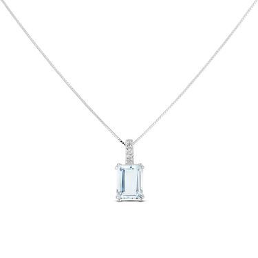 Collana Acquamarina Oro Bianco Acquamarina Diamante