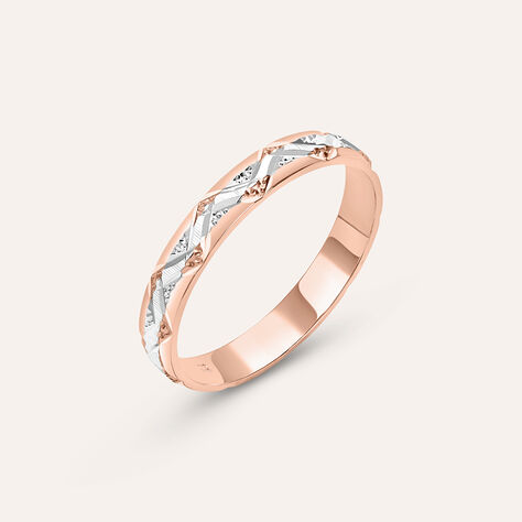 Fede Classica Diamantata 3 mm Oro Bicolore Bianco / Rosa - Anelli 18 Carati Donna | Stroili