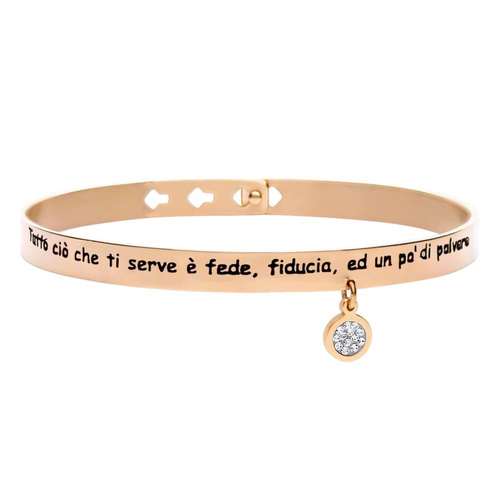 Bangle Lady Message Acciaio Rosa Cristallo - Bracciali Rigidi Donna | Stroili