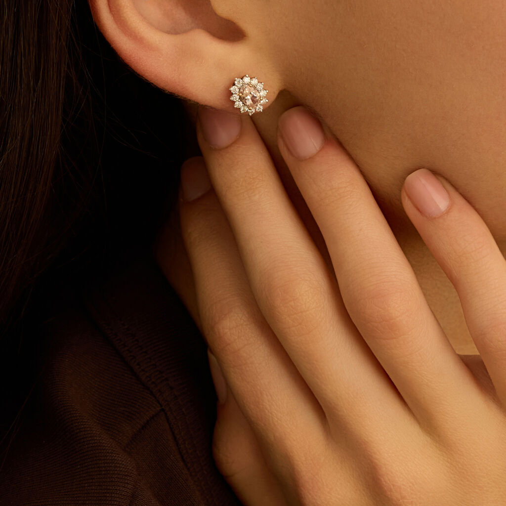 Orecchini Lobo Jasmine Oro Rosa Morganite Diamante - Orecchini a Lobo Donna | Stroili