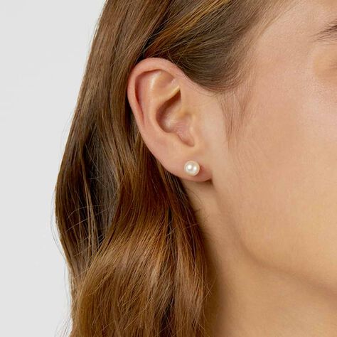 Orecchini Lobo Gabrielle Oro Bianco Perla D'Acqua Dolce - Orecchini a Lobo Donna | Stroili