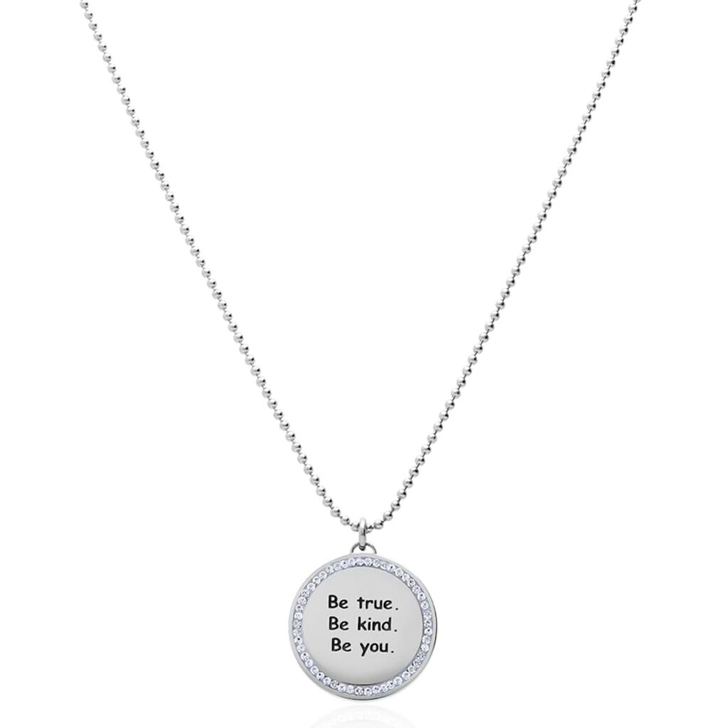 Collana con ciondolo in acciaio rodiato e strass Be true. Be kind. Be you. - Collane Donna | Stroili
