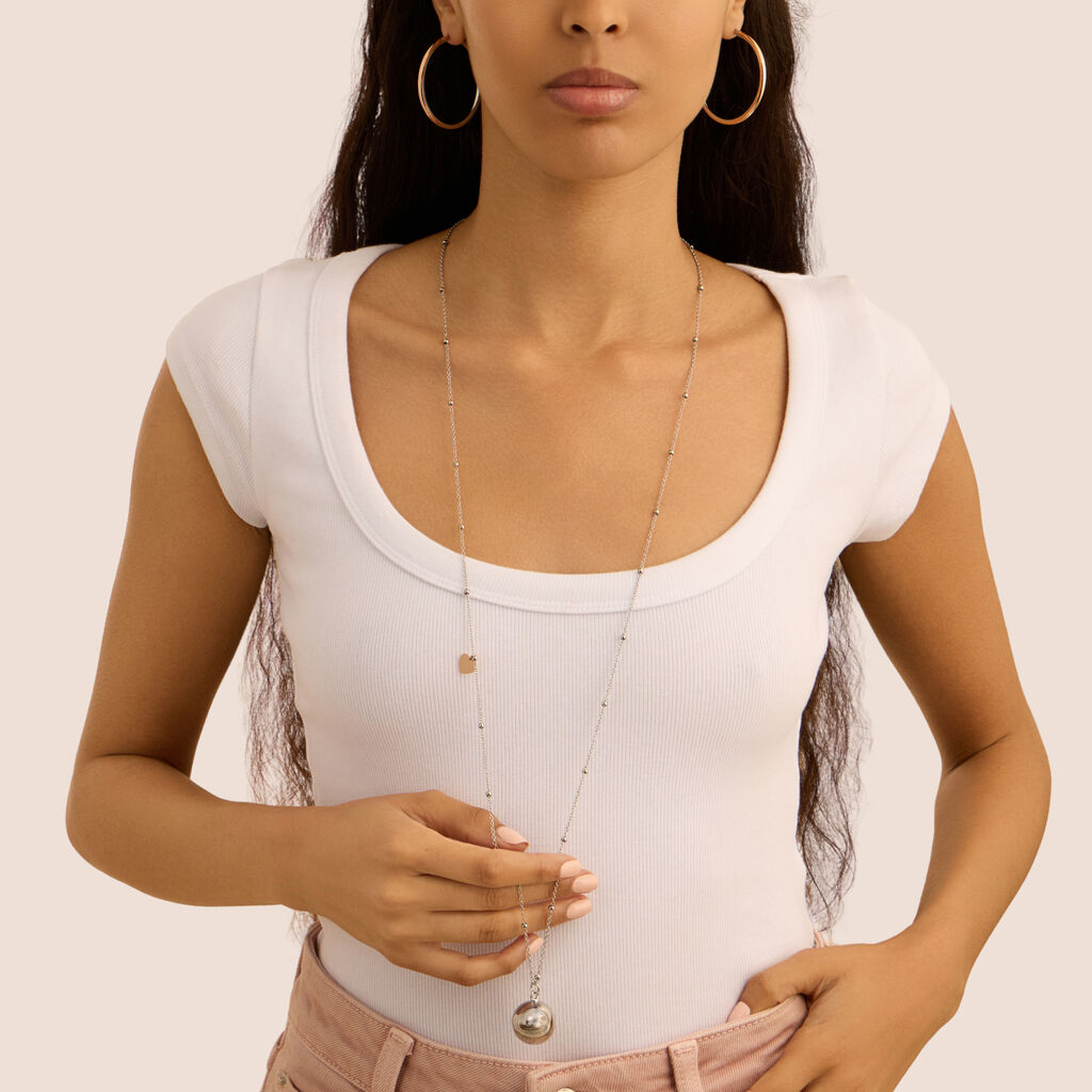 Collana Chiama Angeli Sunrise Acciaio Bicolore Bianco / Rosa