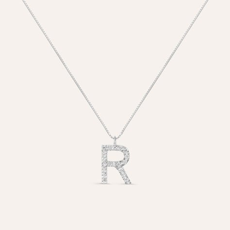 Collana Diamond Letters Oro Bianco Diamante - Collane Donna | Stroili