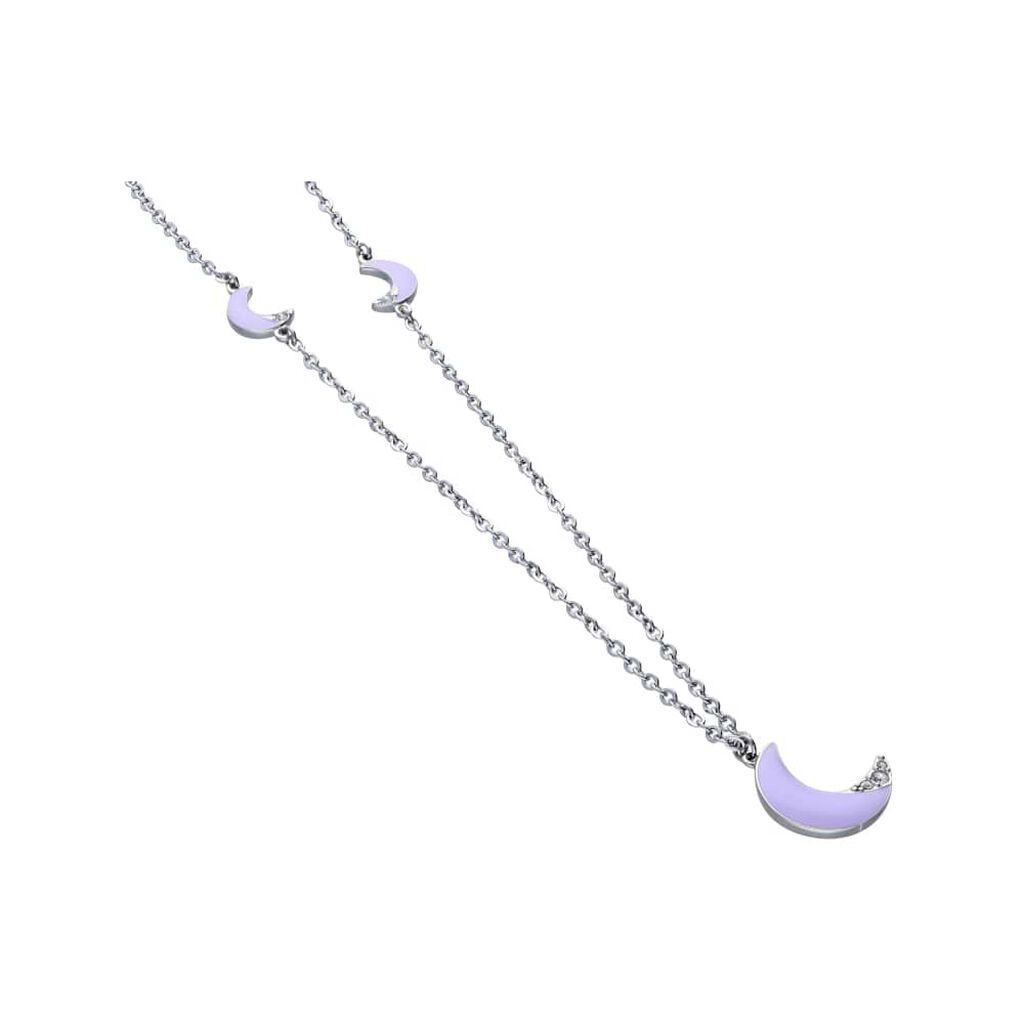 Girocollo lungo con simboli luna lilla in acciaio e strass - Collane Donna | Stroili