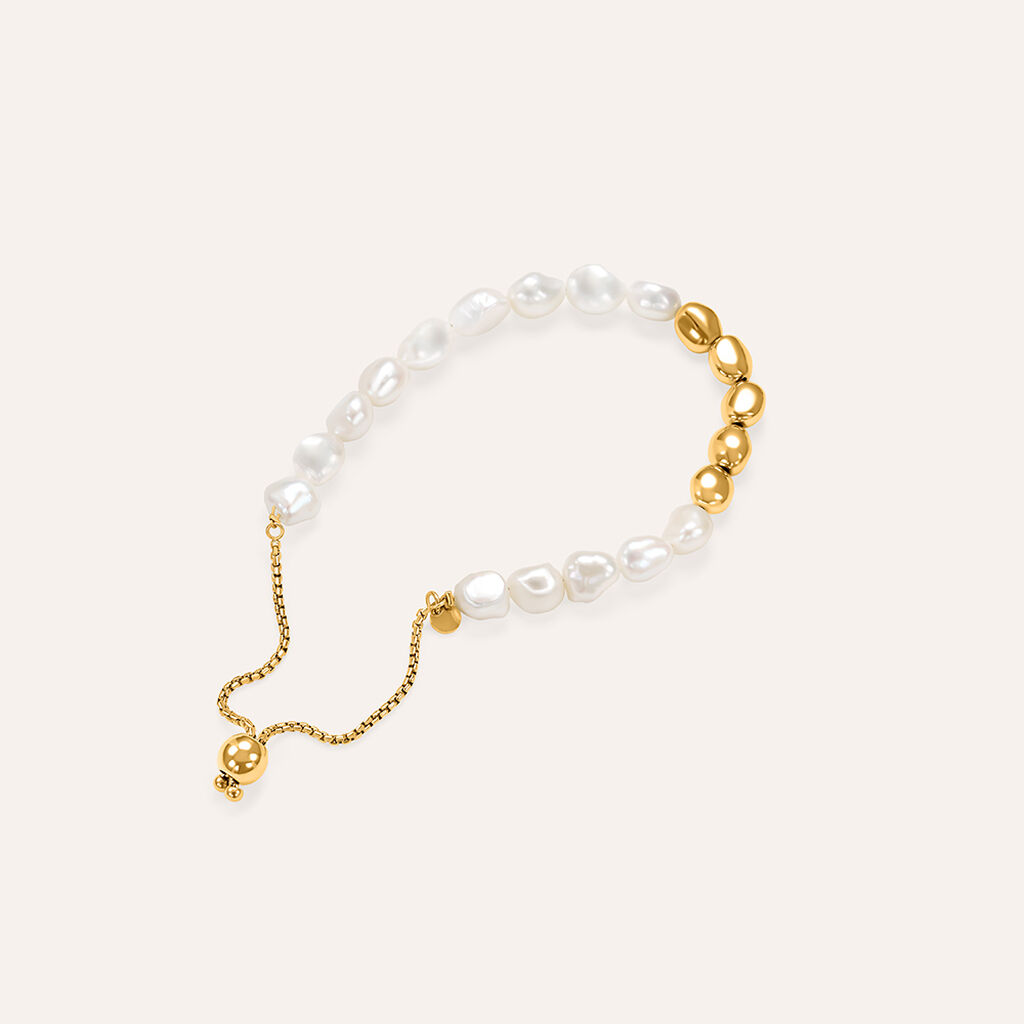 Bracciale Lady Code Acciaio Dorato Perla D'Acqua Dolce - Bracciali Donna | Stroili