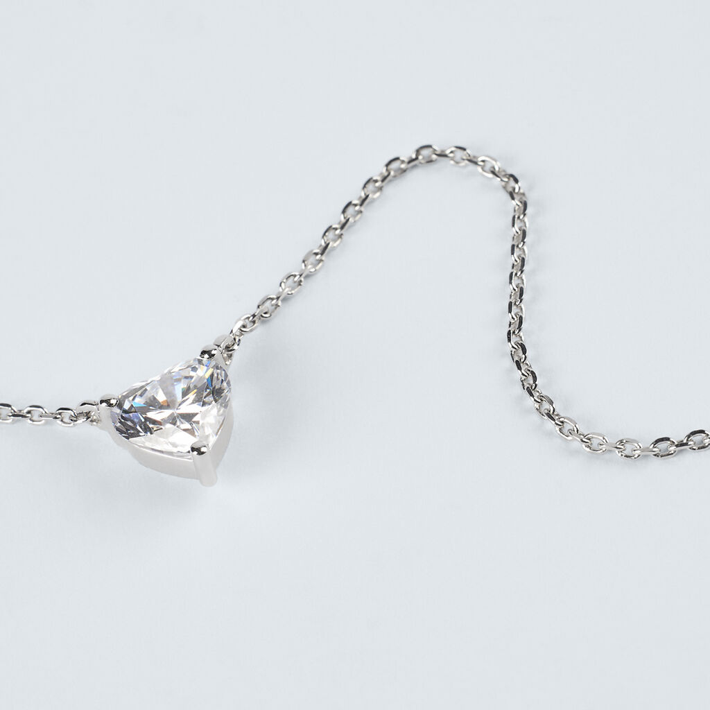CASSIECA Collana Donna Oro, Punto Luce In 14K Con Zirconia Cubica - Gioiello Solitario Regolabile - 2