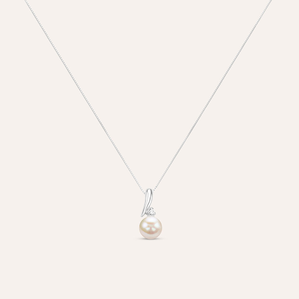 Collana Gold Pearls Oro Bianco Perla D'Acqua Dolce Diamante