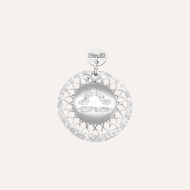 Bilancia. Charm in argento 925 rodiato e glitter