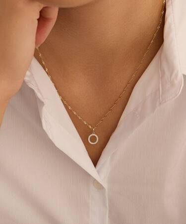 Pendente Po&egrave;me Oro Bianco Cubic Zirconia