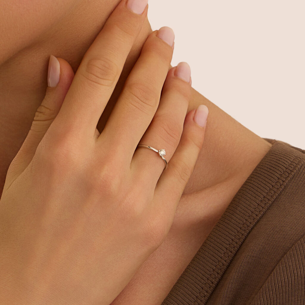 Anello Solitario Grace Oro Bianco Diamante