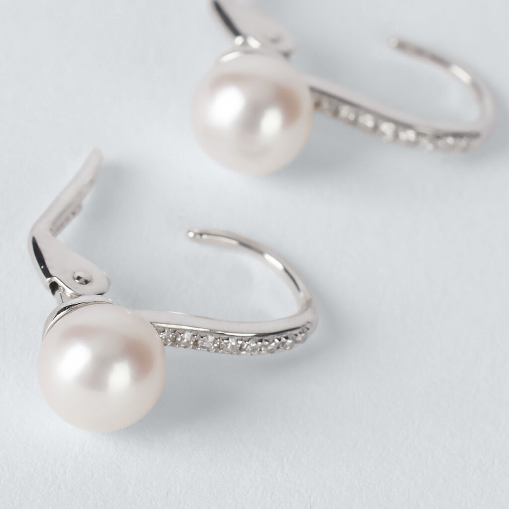 Orecchini Lobo Gabrielle Precious Oro Bianco Perla D'Acqua Dolce Diamante