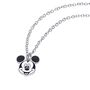 Collana in acciaio con viso di Topolino e strass neri