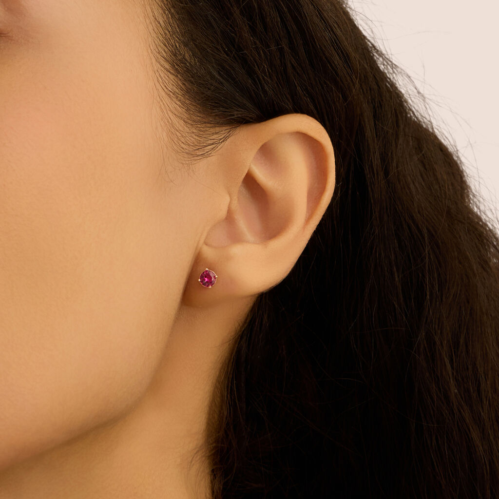 Orecchini Lobo Punto Luce Silver Rainbow Argento Rosa Cubic Zirconia