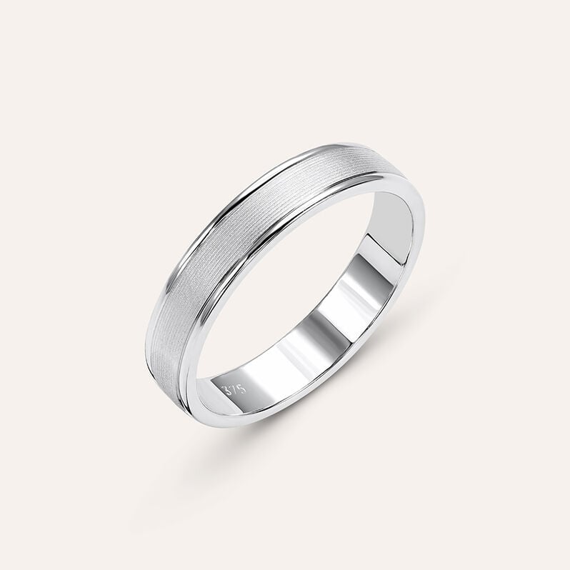Fede Classica Satinata 4 mm Oro Bianco - Anelli con Incisione Uomo | Stroili