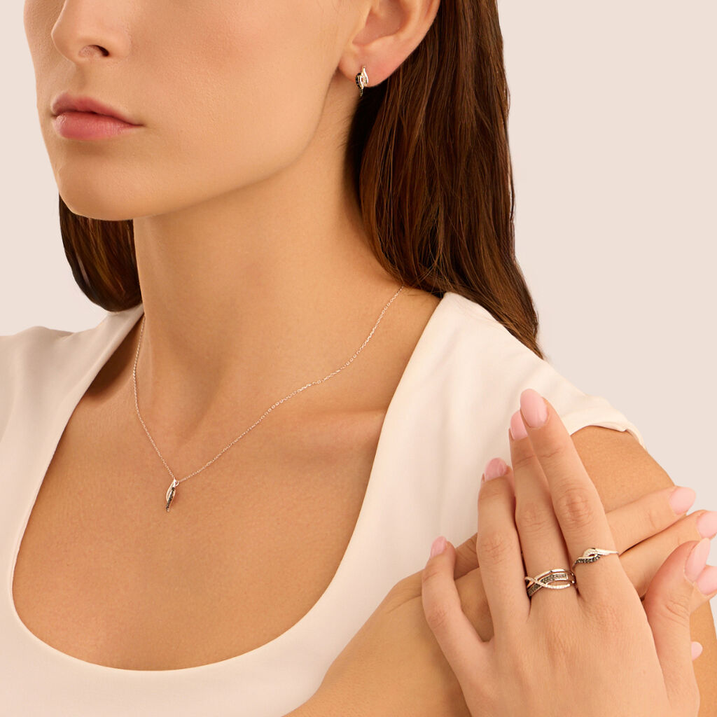 Orecchini Lobo Sophia Oro Bianco Diamante