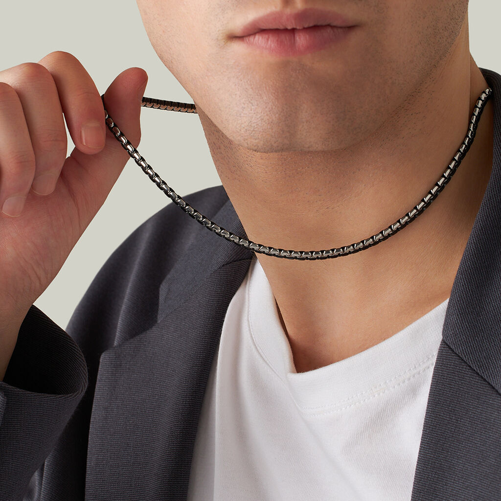 Catena Man Code Acciaio Bicolore Bianco / Nero - Collane Catena Uomo | Stroili