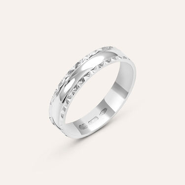 Fede Classica Diamantata 4 mm Oro Bianco