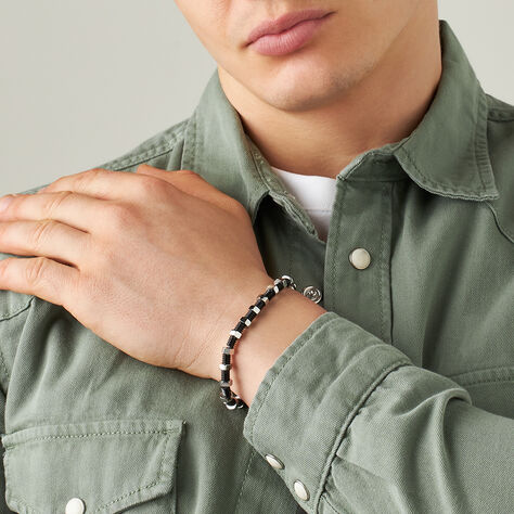 Bracciale Man Code Acciaio Bicolore Bianco / Nero - Bracciali Uomo | Stroili