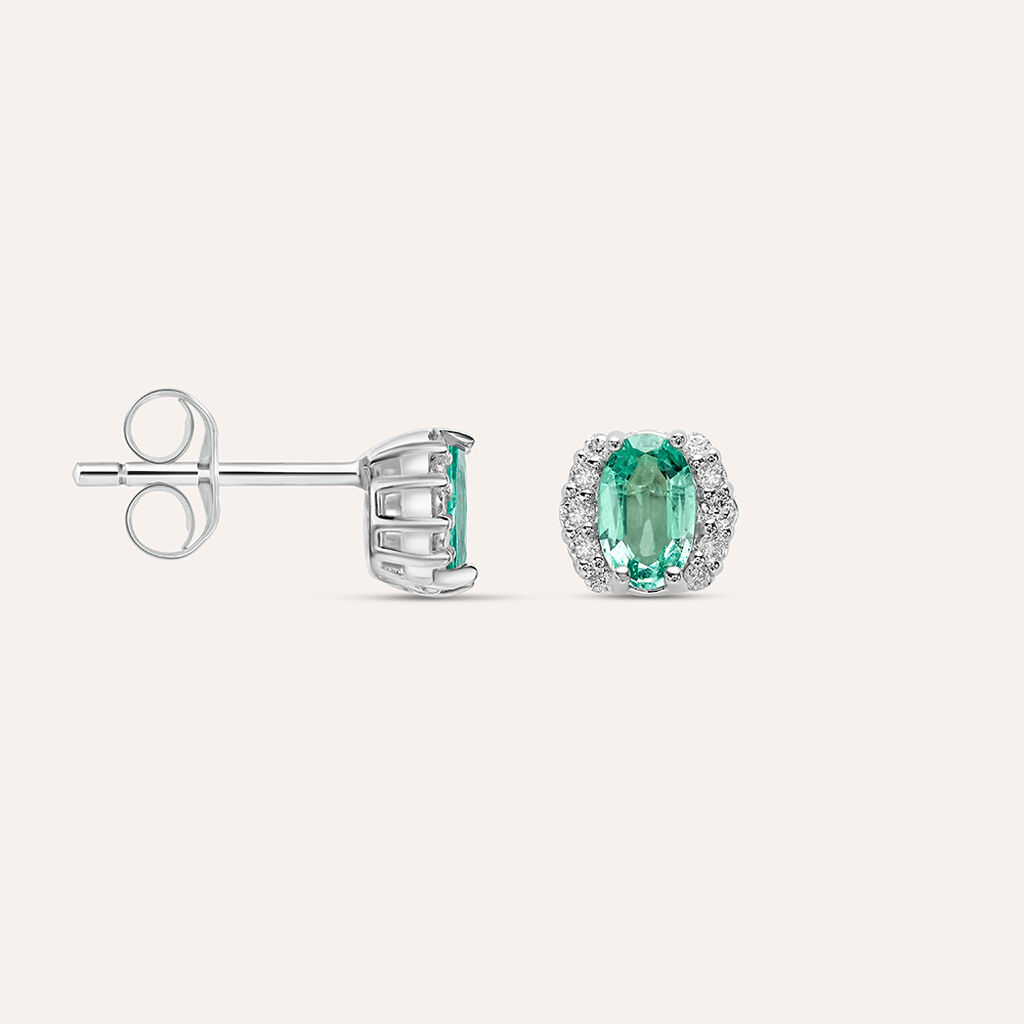 Orecchini Lobo Punto Luce Elizabeth Crown Oro Bianco Smeraldo Diamante - Orecchini a Lobo Donna | Stroili