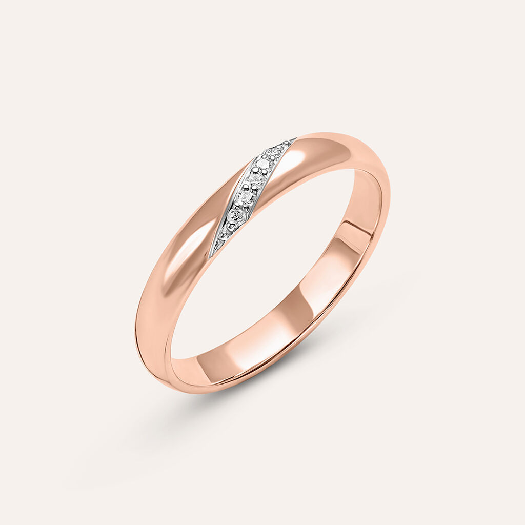 Fede Comoda 3 mm Oro Rosa Diamante