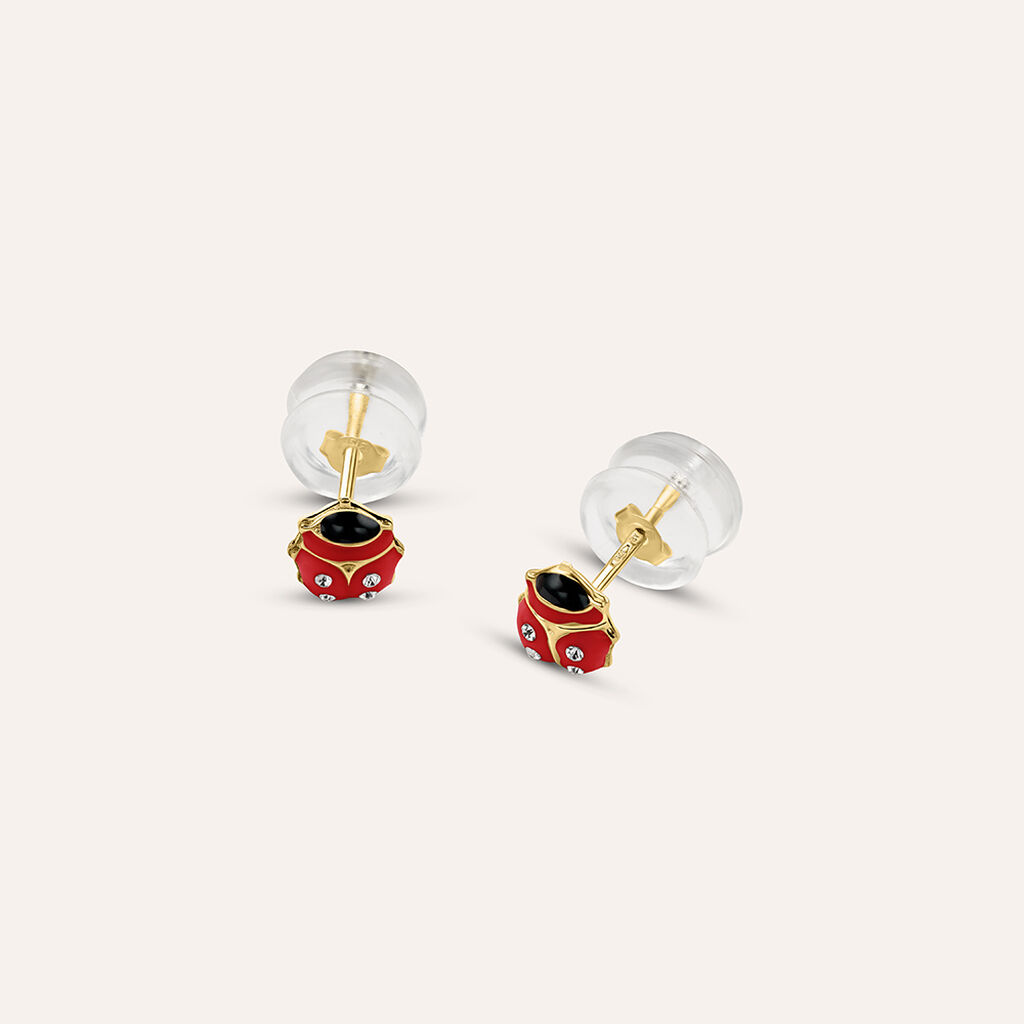 Orecchini Lobo Mon Petit Oro Giallo Cristallo