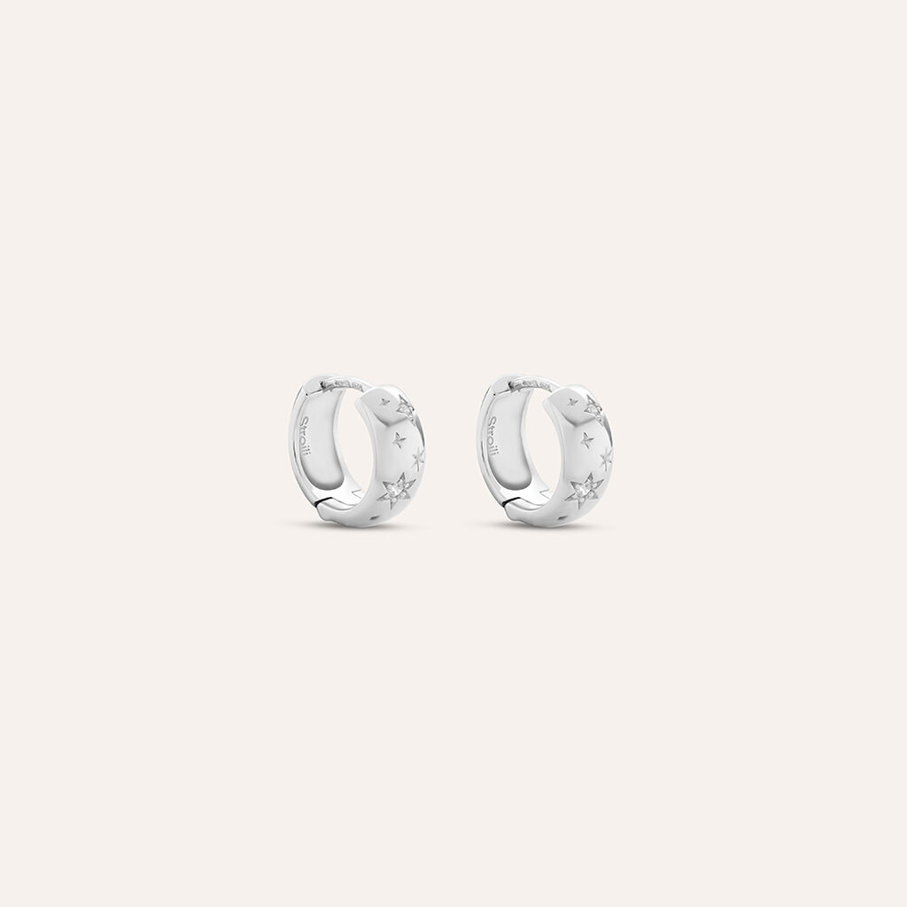 Orecchini A Cerchio Silver Collection Argento Rodiato Cubic Zirconia