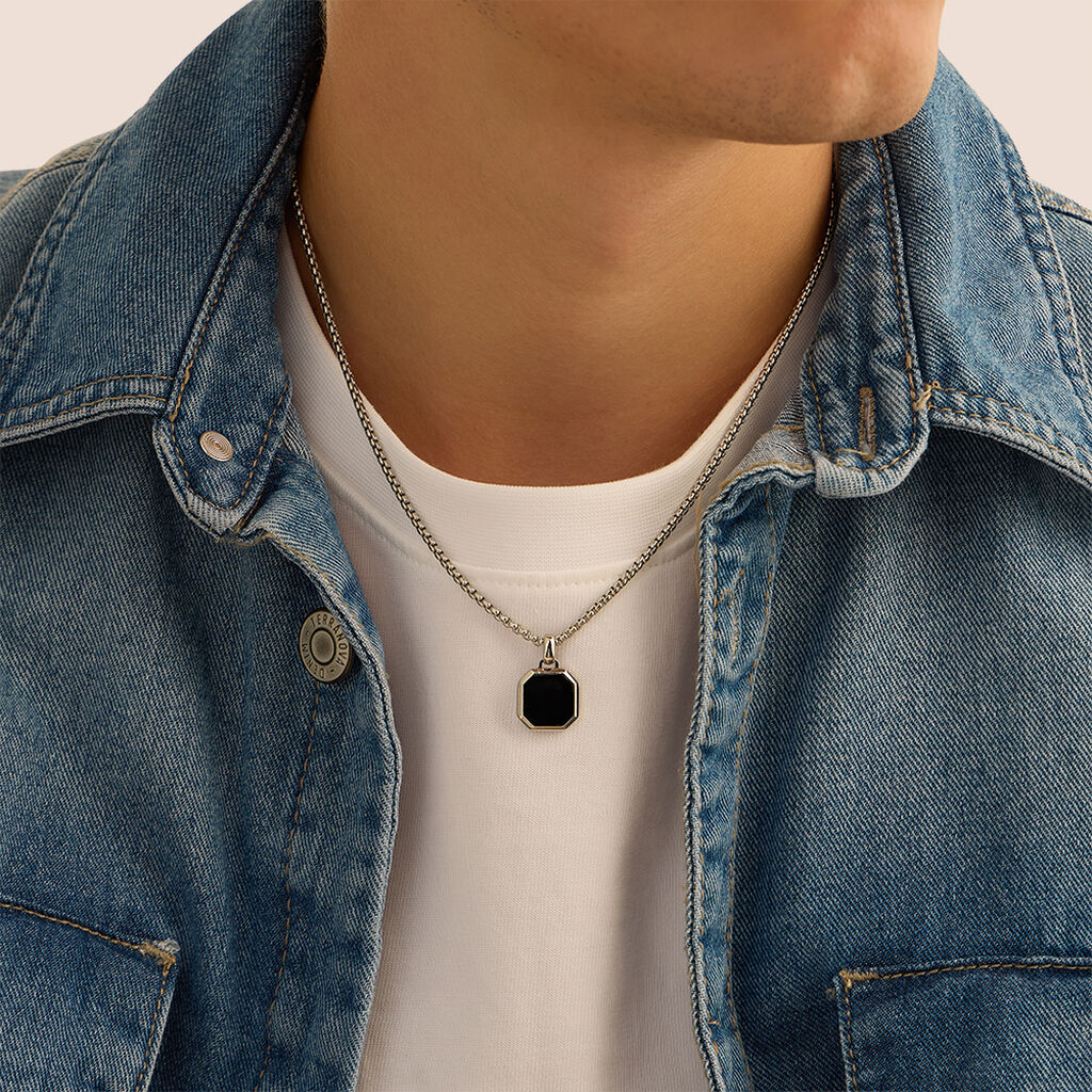 Collana Man Code Acciaio Onice