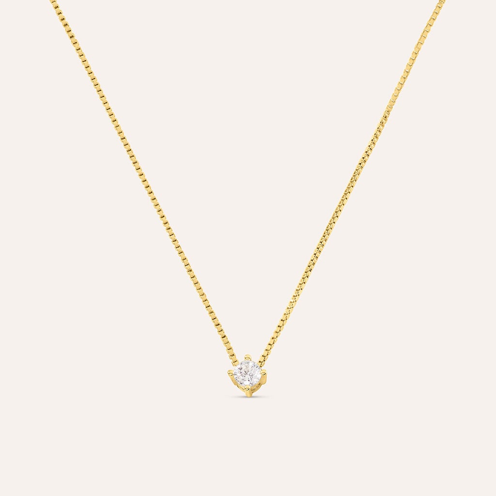 Collana Punto Luce Silver Glow Argento Dorato Cubic Zirconia