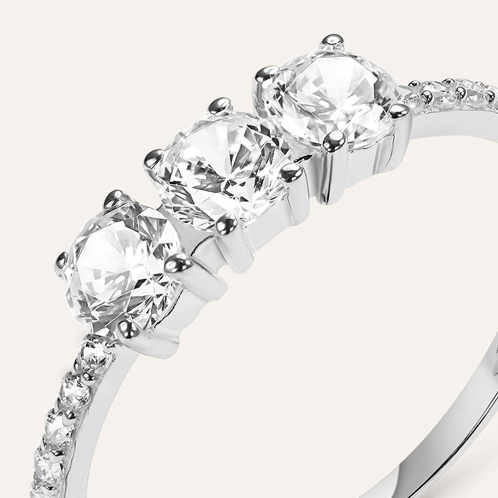 Anello Trilogy Claire Oro Bianco Cubic Zirconia - Anelli con Pietre Donna | Stroili