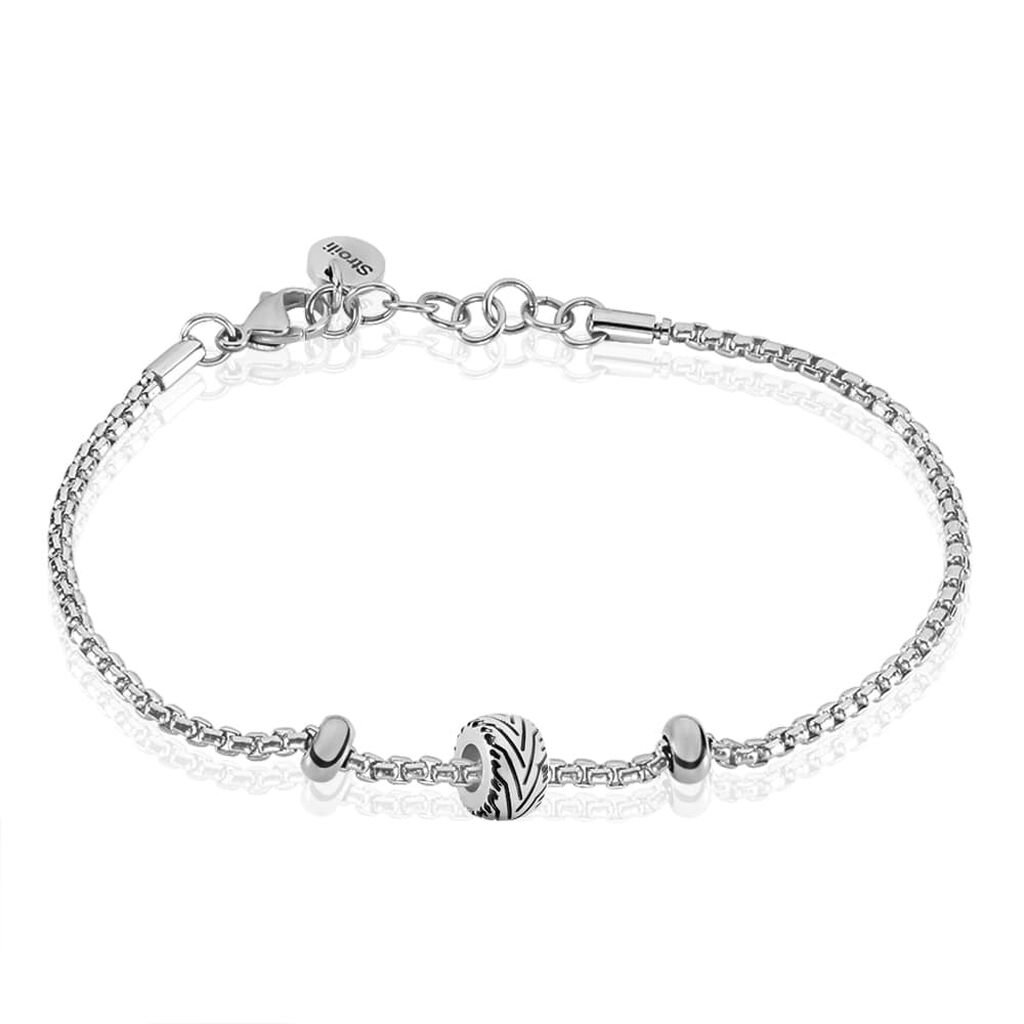 Bead Essential Code Acciaio Bicolore Bianco / Nero