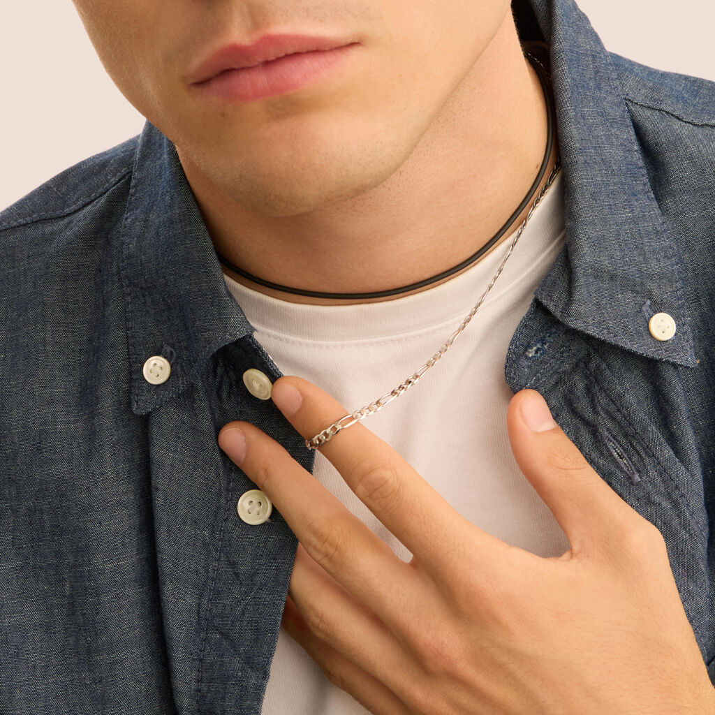 Collana Gentleman Argento Rodiato