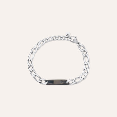 Bracciale Con Targhetta Man Code Acciaio Bicolore Bianco / Nero Cubic Zirconia
