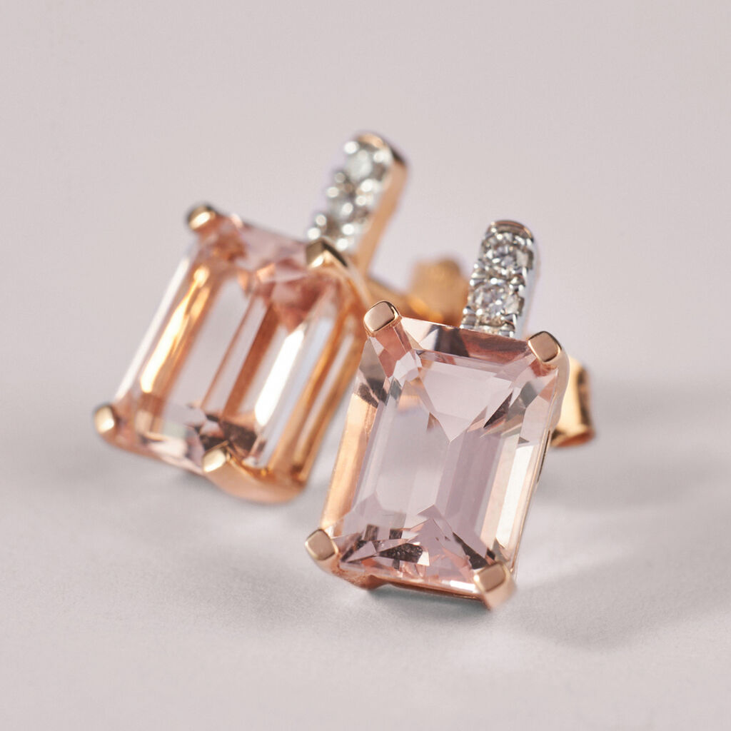 Orecchini Lobo Jasmine Oro Rosa Morganite Diamante - Orecchini a Lobo Donna | Stroili
