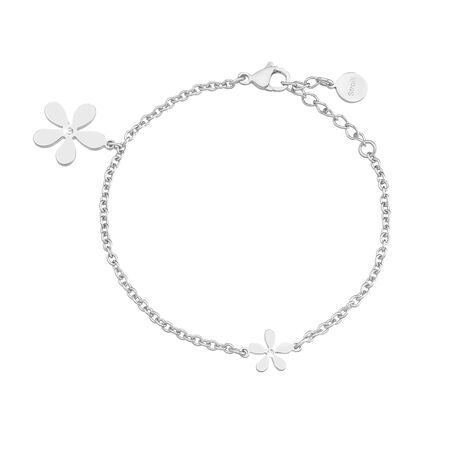 Bracciale charms fiore in acciaio e cristalli - Bracciali Donna | Stroili