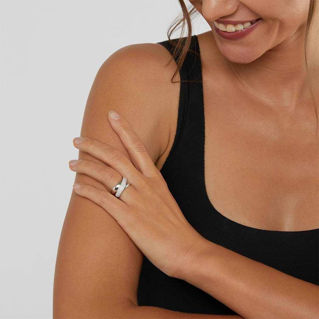 Anello Fascia Claire Oro Bianco Cubic Zirconia - Anelli a Fascia Larga Donna | Stroili