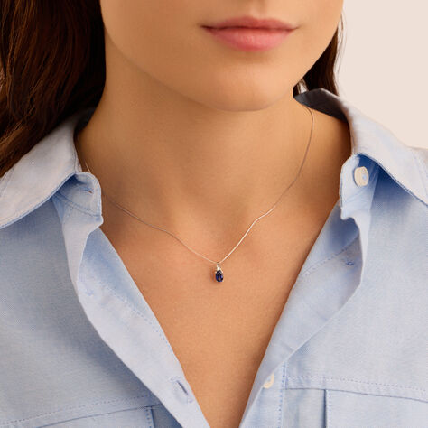 Collana Punto Luce Elizabeth Crown Oro Bianco Zaffiro Diamante - Collane Punto Luce Donna | Stroili