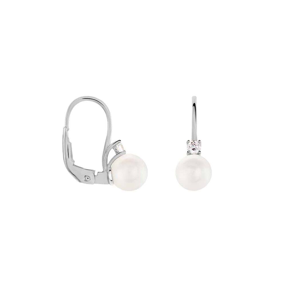 Orecchini Pendenti Gabrielle Oro Bianco Perla D'Acqua Dolce Cubic Zirconia - Orecchini Pendenti Donna | Stroili