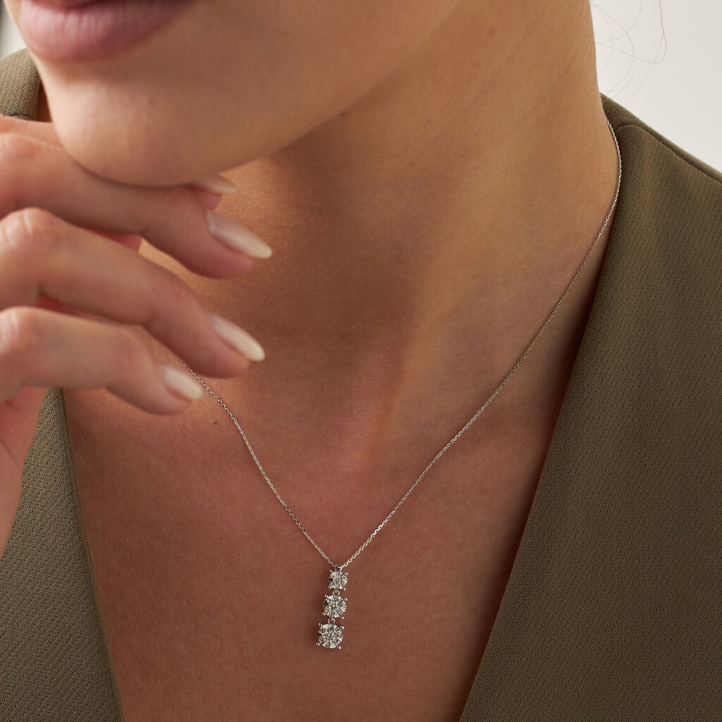 Collana Trilogy Petali Oro Bianco Diamante - Collane Donna | Stroili