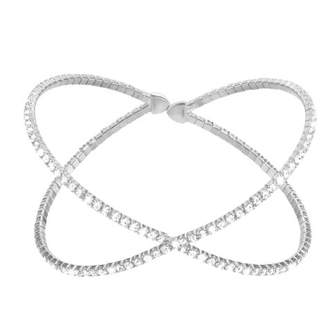 Bracciale bangle big in metallo rodiato e cristalli - Bracciali Donna | Stroili
