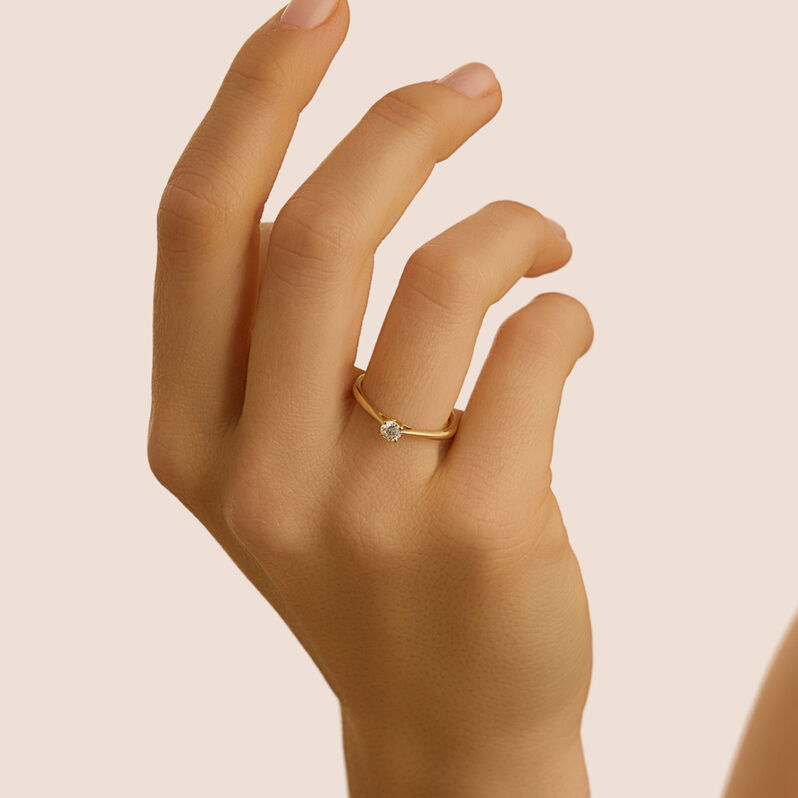 Anello Solitario Grace Oro Giallo Diamante - Anelli con Pietre Donna | Stroili