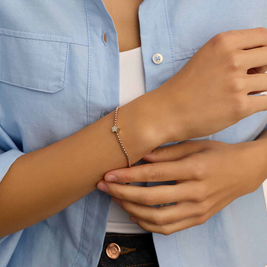 Bead Essential Code Acciaio Rosa Cristallo